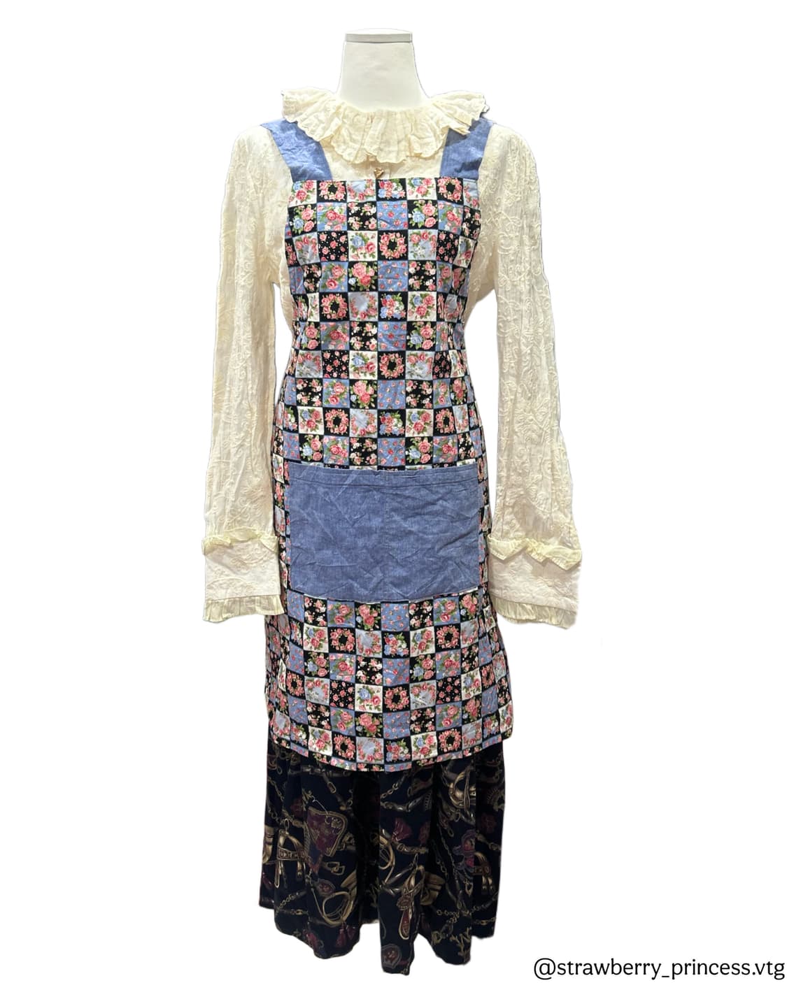 아오이유우 앞치마 모리걸 플라워패턴 빈티지 상품이미지2