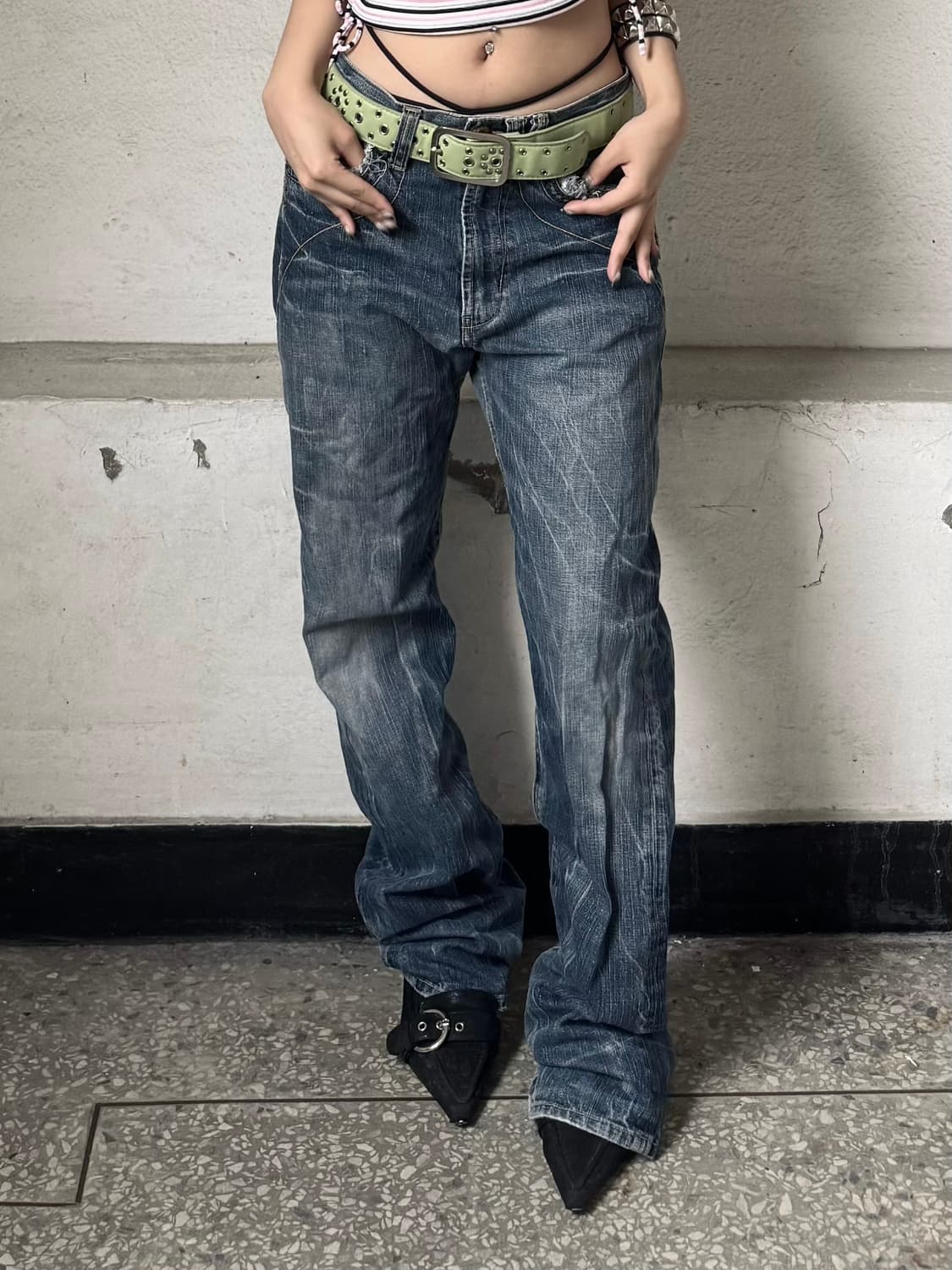 Washed wide straight pants 상품이미지1