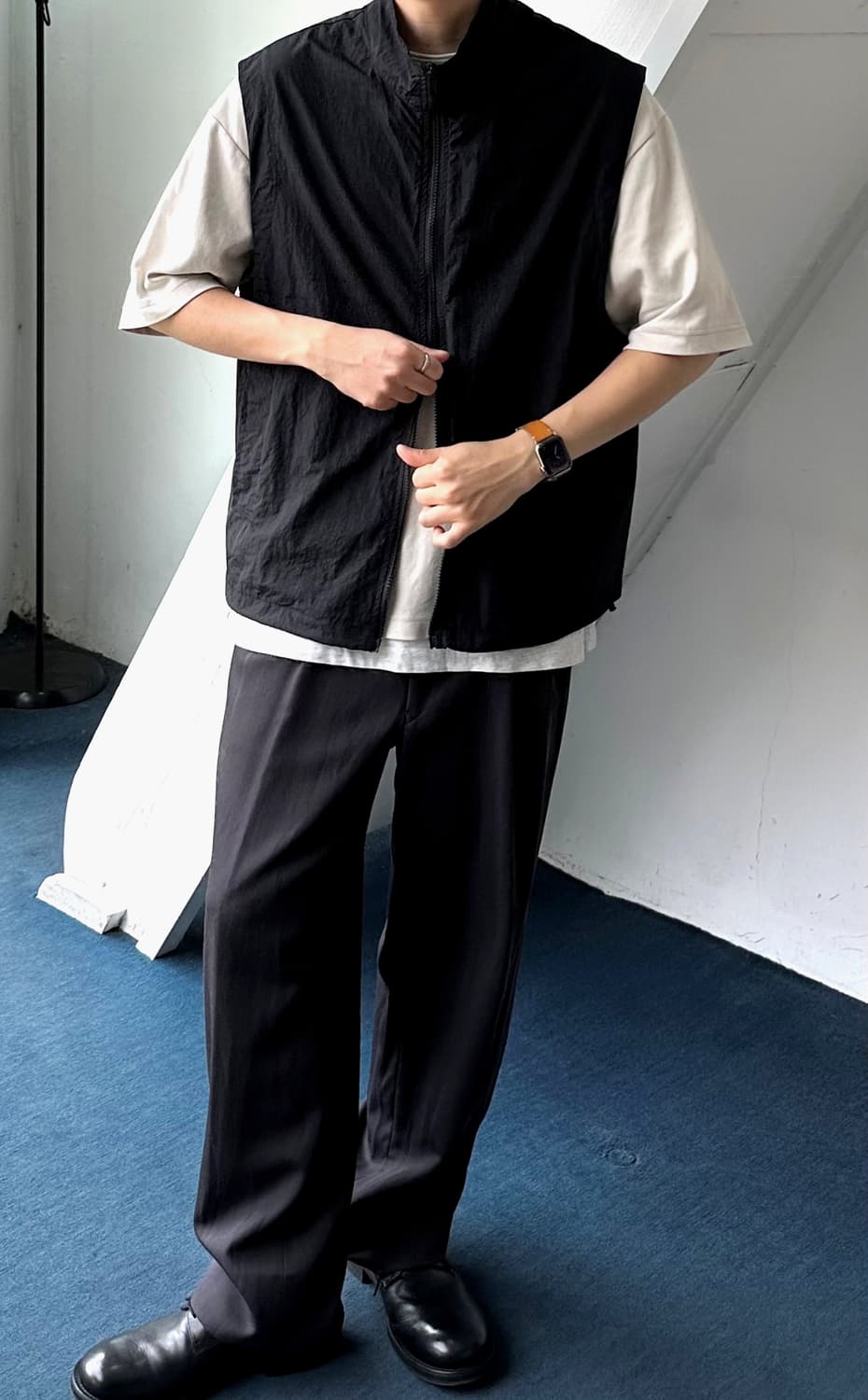 Washed fabric 2way zip design vest 상품이미지8