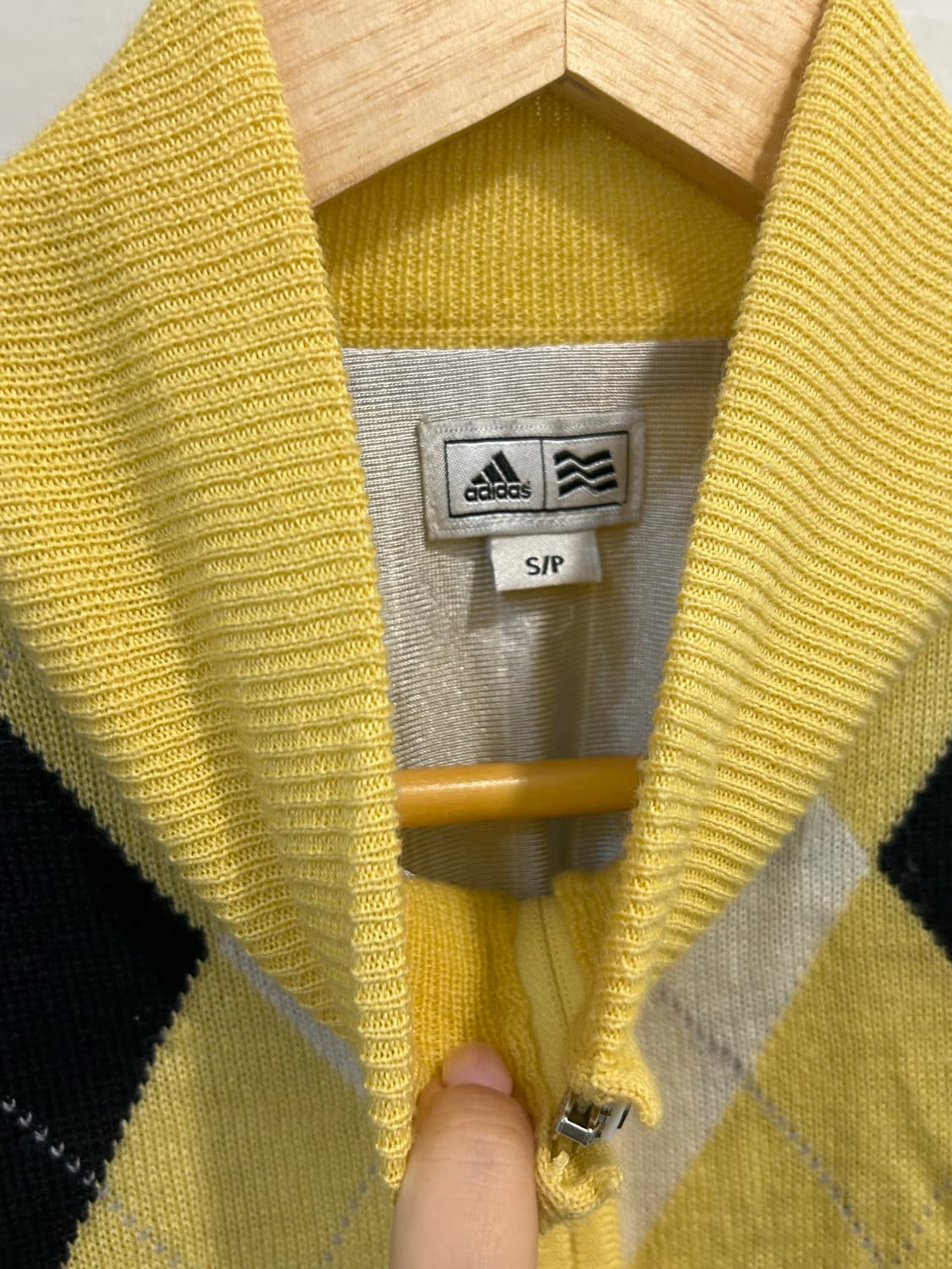 아디다스 아가일 패턴 울 집업 니트 자켓 상품이미지4