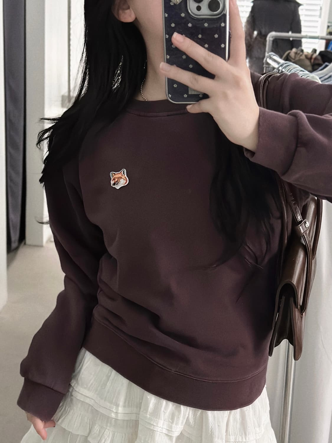 메종키츠네 폭스헤드 마룬 맨투맨  상품이미지1