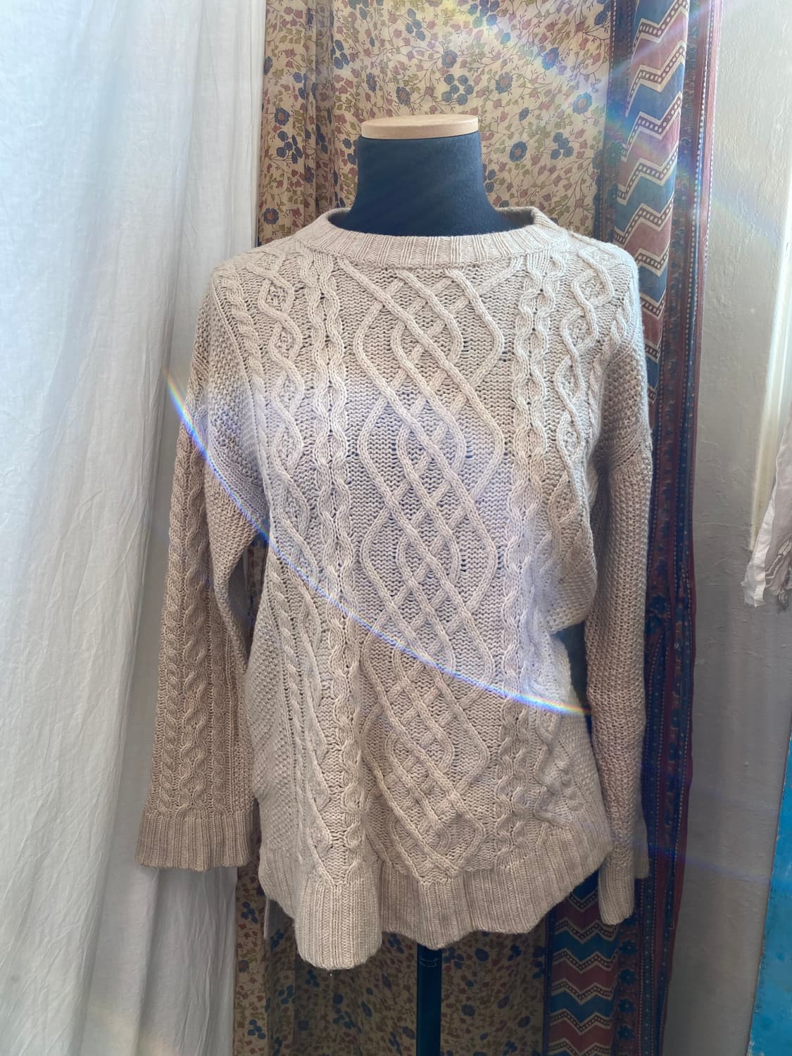 MUJI 베이지 울혼방 니트(L) 상품이미지3