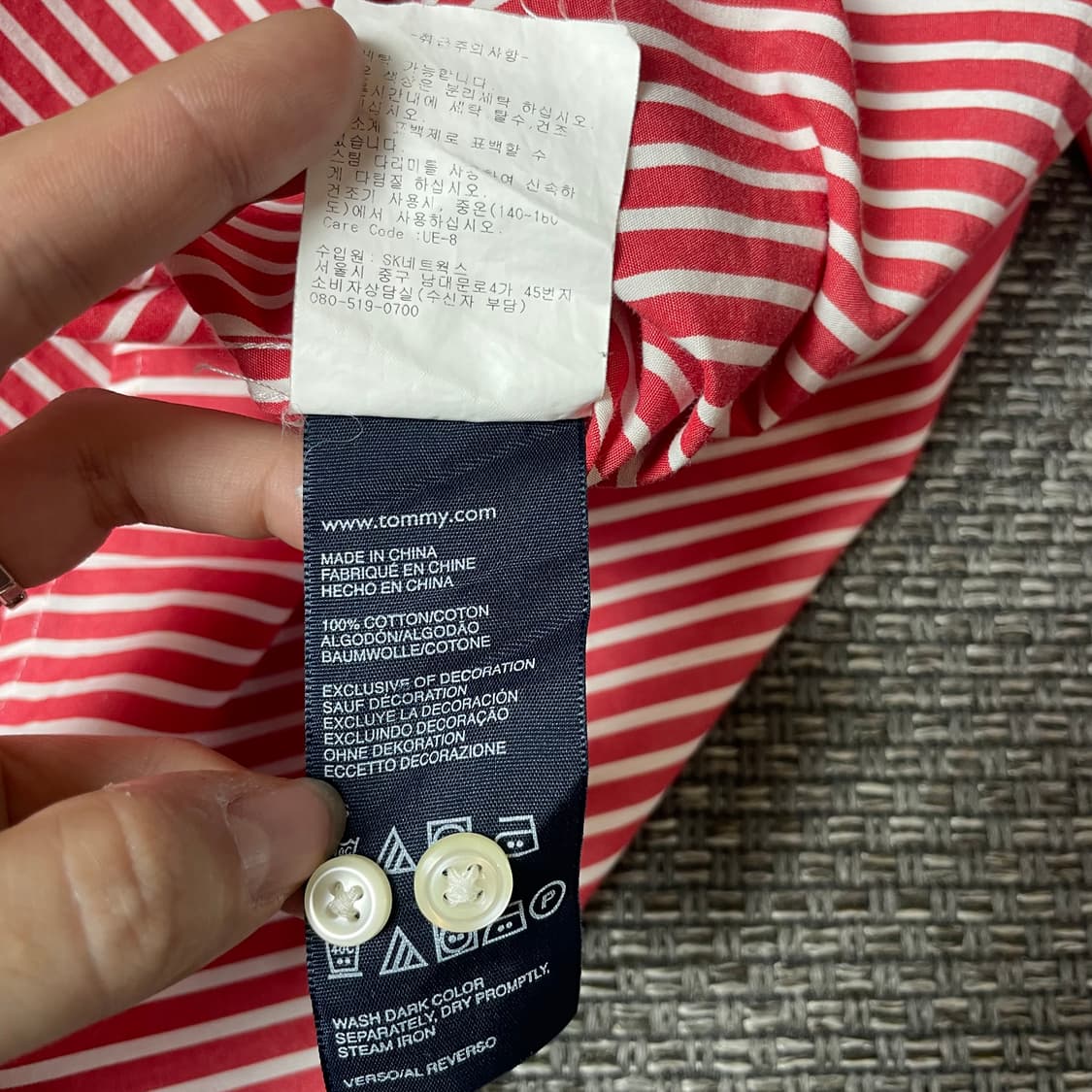 타미힐피거 레드 스트라이프 셔츠 M 상품이미지7