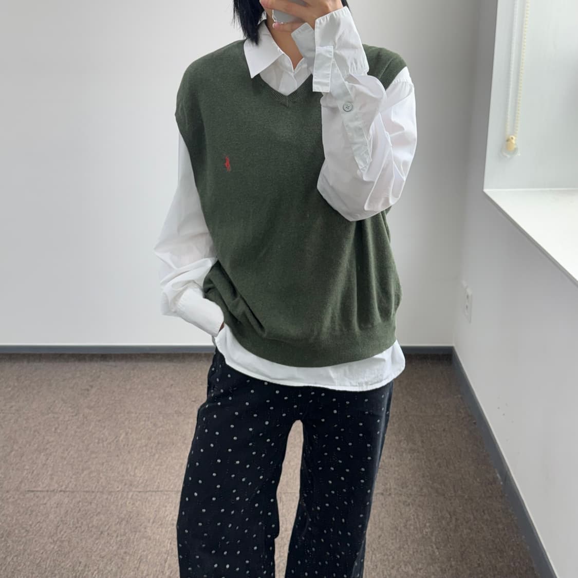 Polo 오렌지 포니 카키 니트 베스트 상품이미지1