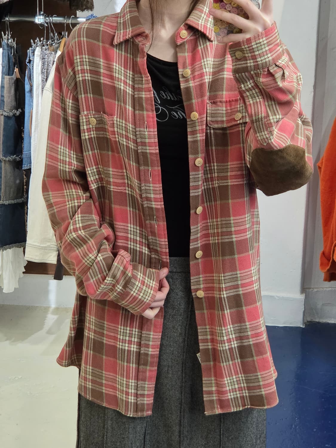 PRL 폴로 랄프로렌 엘보우 스웨이드 패치 체크 셔츠 상품이미지3