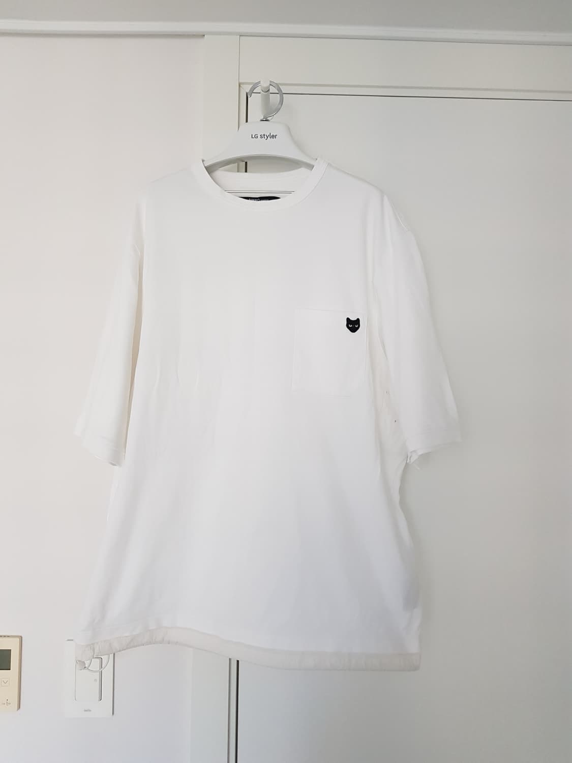 L) 송지오옴므 지제로 스트링 레이어드 반팔 티셔츠 화이트 상품이미지1