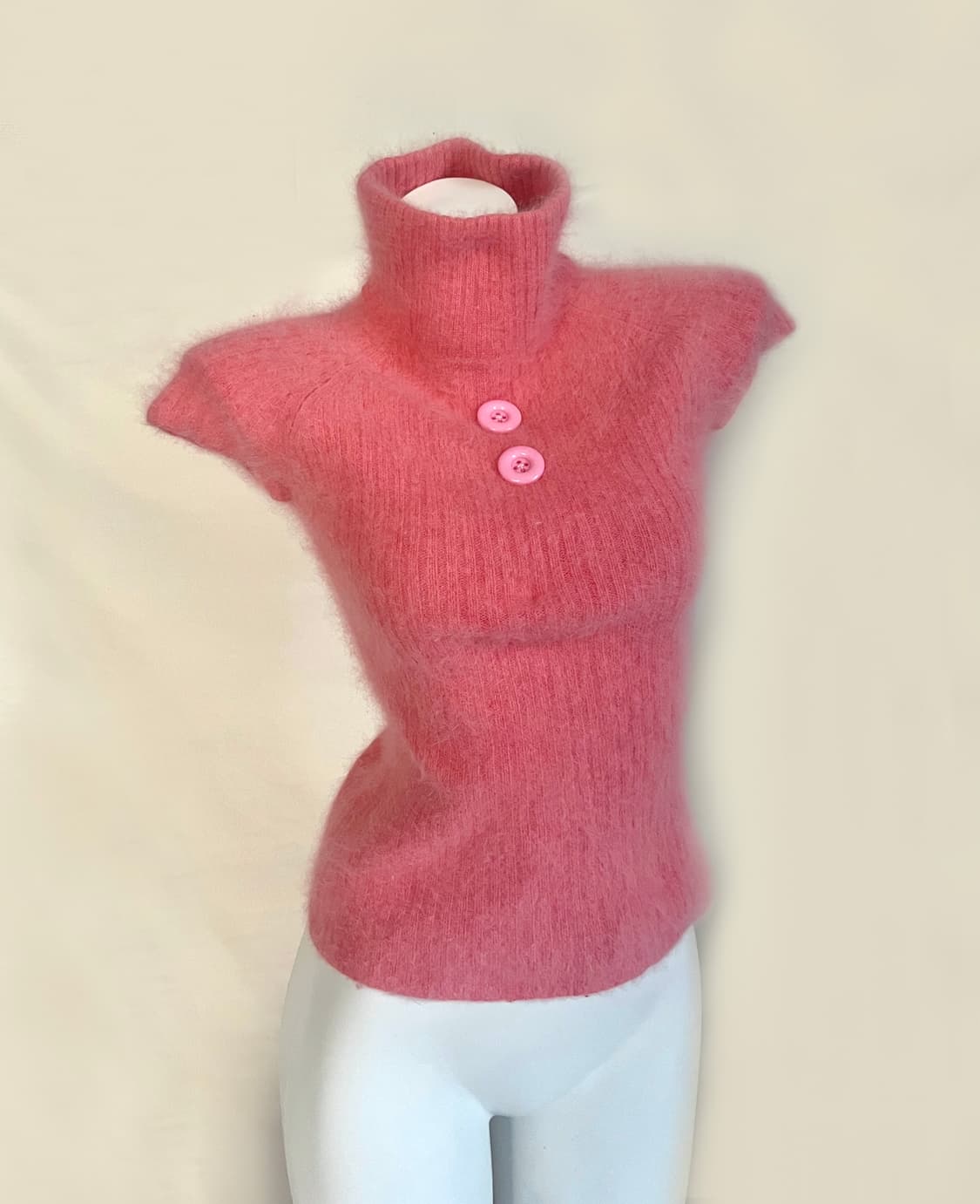 Angora pink big button knit 상품이미지1