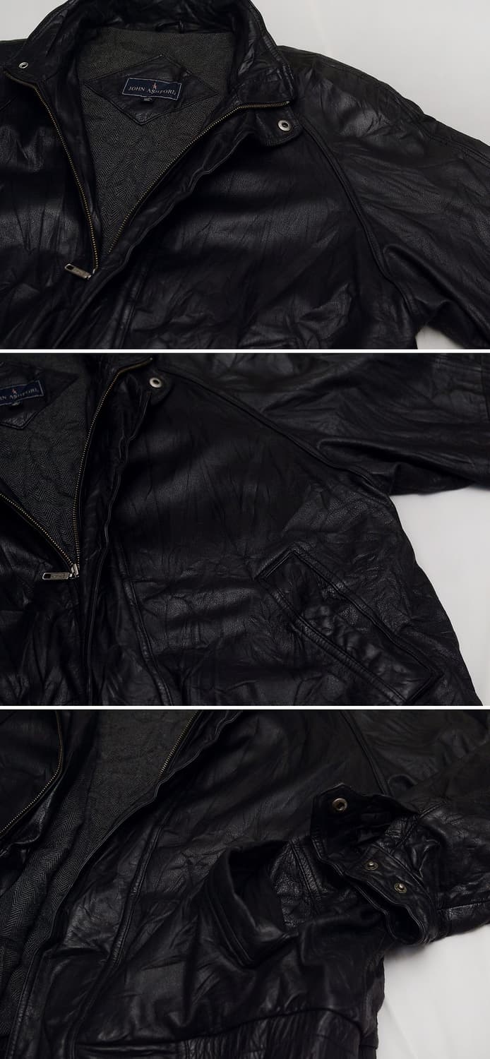 존 애쉬포드 천연가죽 링클레더 웜파일 봄버 자켓 (XL / 105+) 상품이미지8