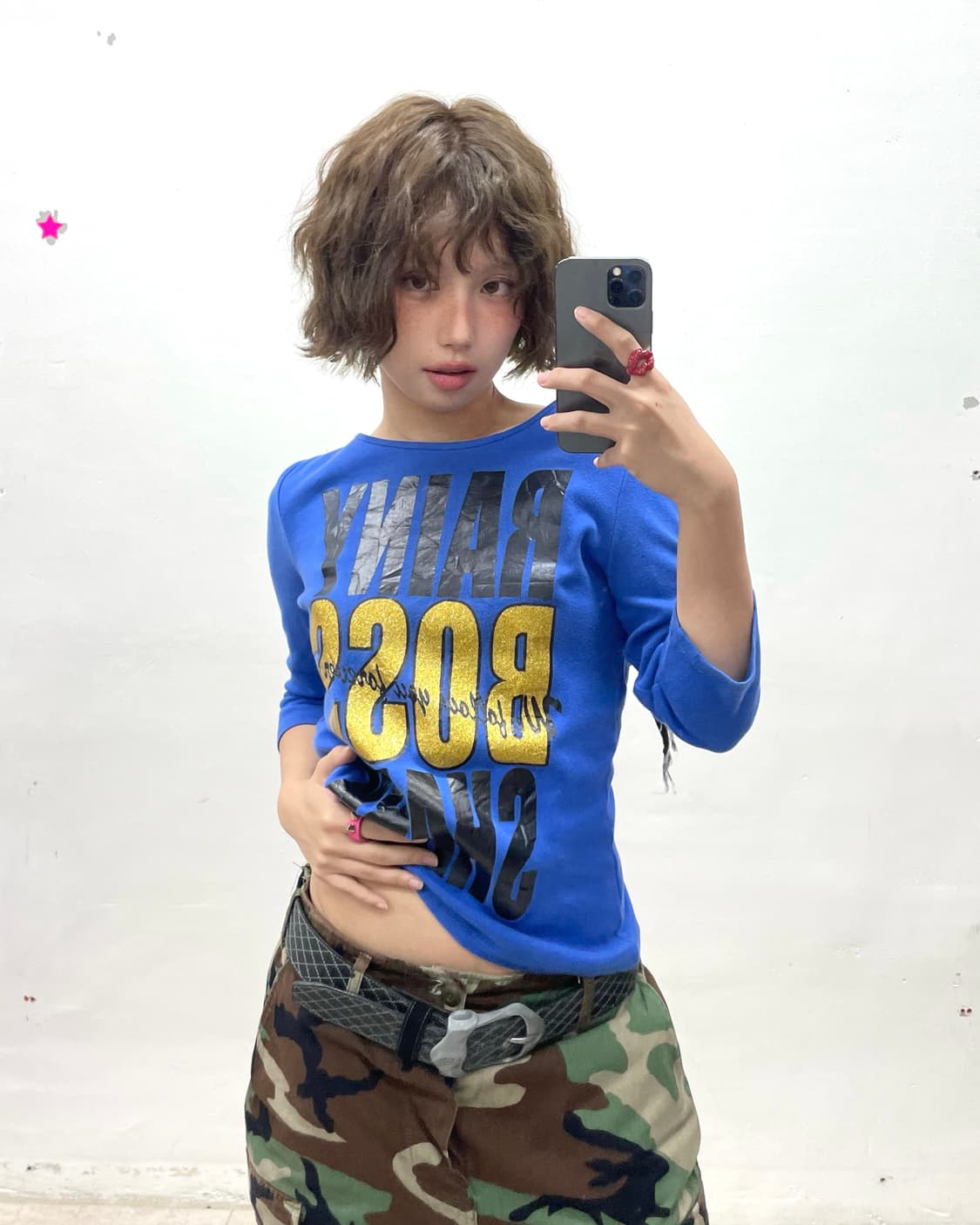 Zebra Shoulder Blue Half Sleeve 상품이미지1