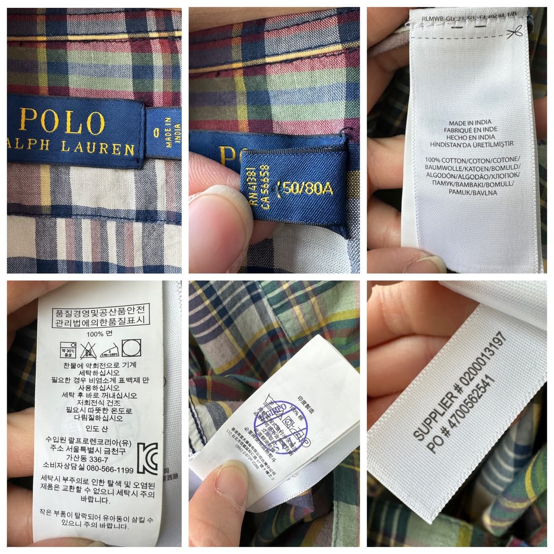 폴로 랄프로렌 플래드 코튼 셔츠 원피스 그린 네이비 0사이즈 상품이미지10