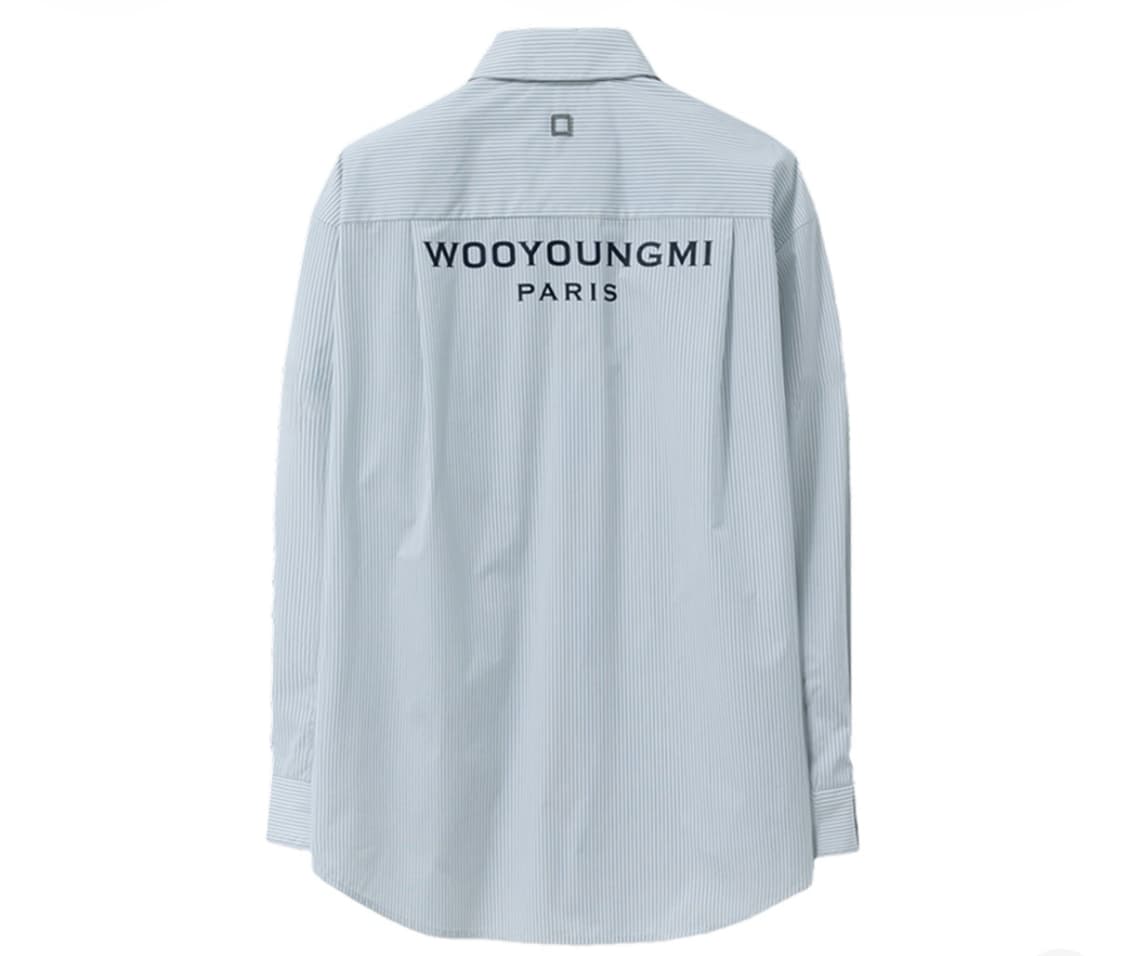 우영미 코튼 백로고 셔츠 블루 상품이미지2