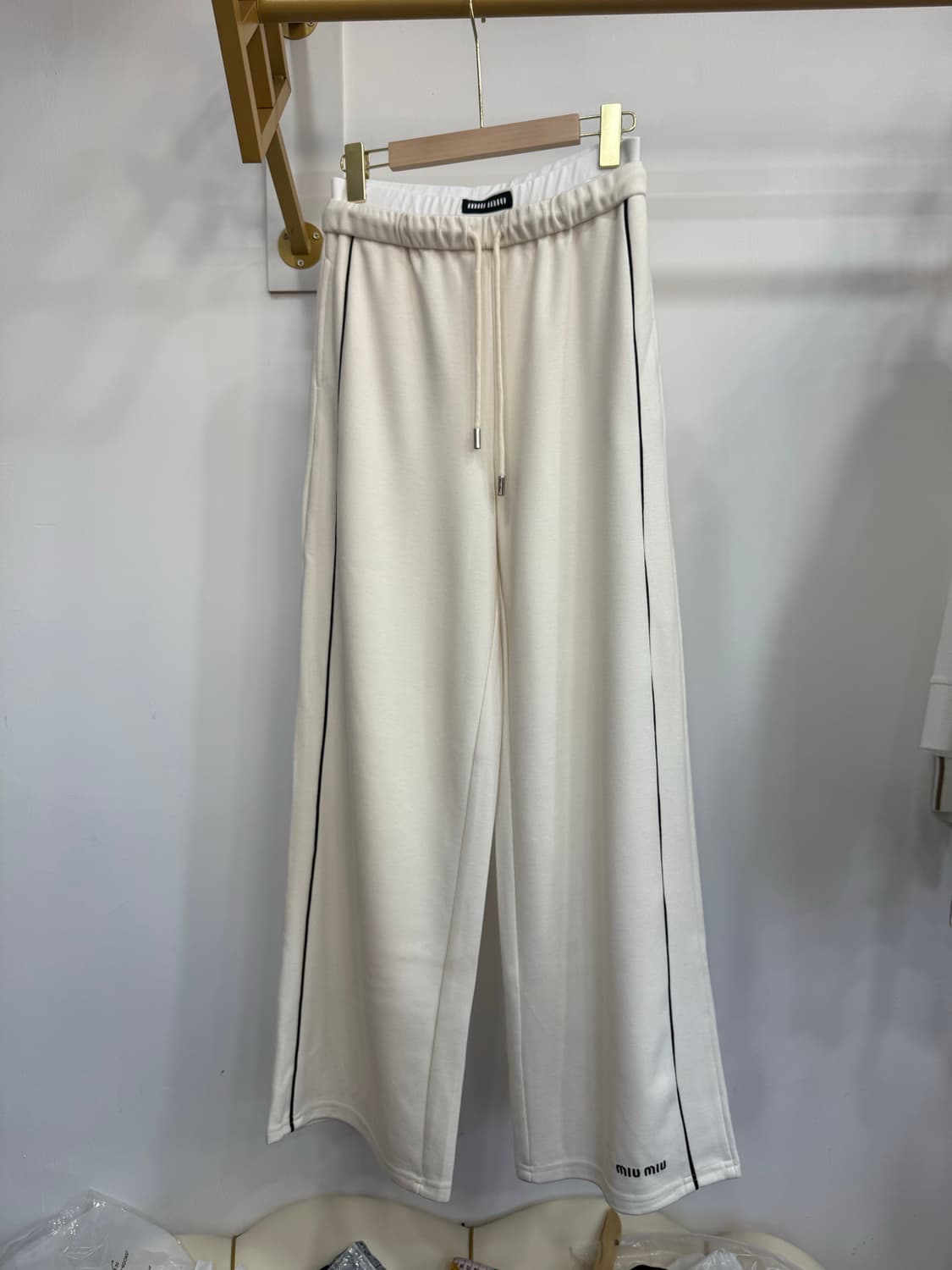 화이트 트랙 면 팬츠55~66반 상품이미지1