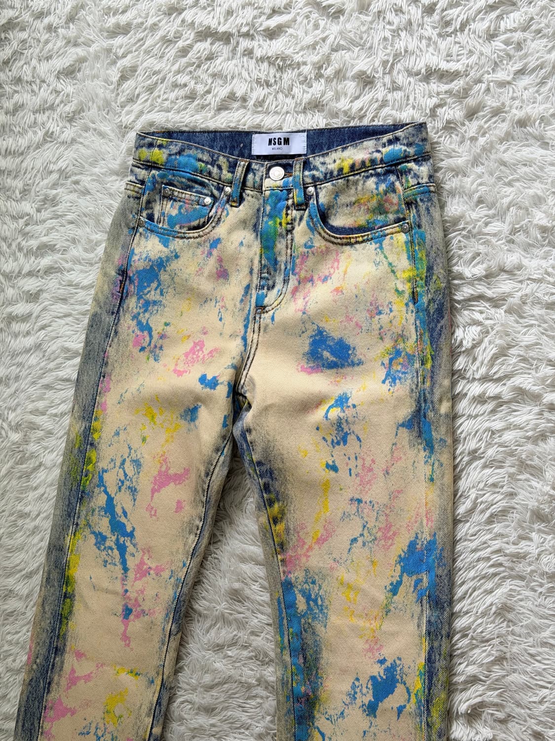 MSGM 멀티 컬러 페인트 스플래터 크림 데님 팬츠 상품이미지1