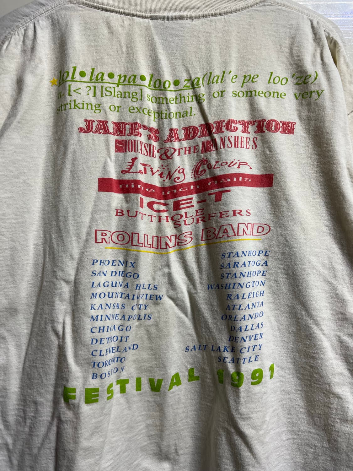 빈티지 1991 롤라팔루자 페스티벌 티셔츠 상품이미지7