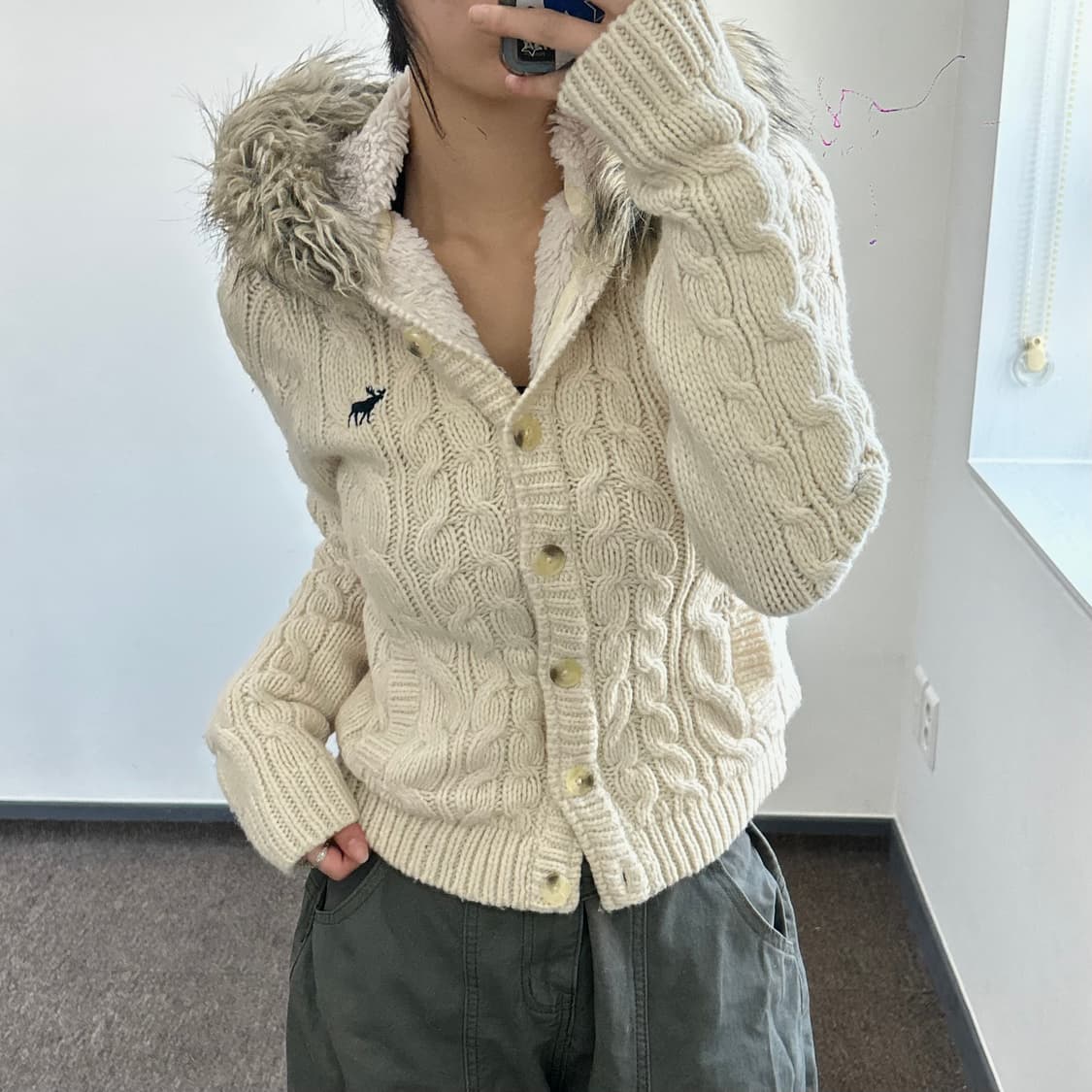 Abercrombie 아베크롬비 울프죠 니트 버튼업 가디건 상품이미지1