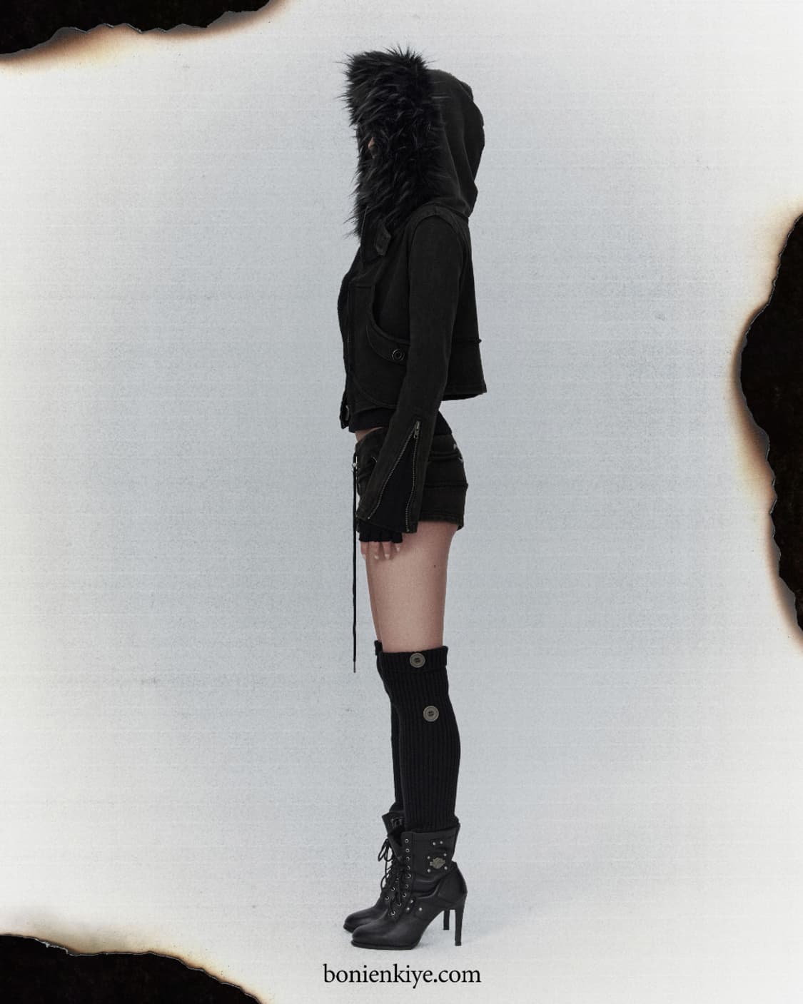 보니앤키예 Bonienkiye 퍼자켓 distressed fur hood 상품이미지5