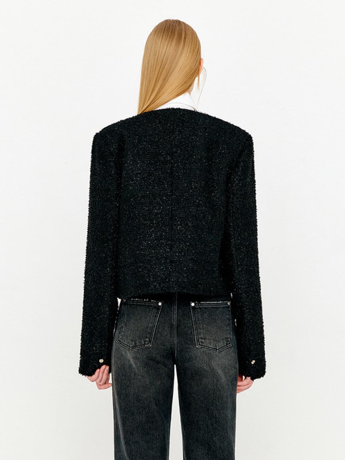 GLITTER WOOL BLENDED SHORT TWEED JACKET  상품이미지3