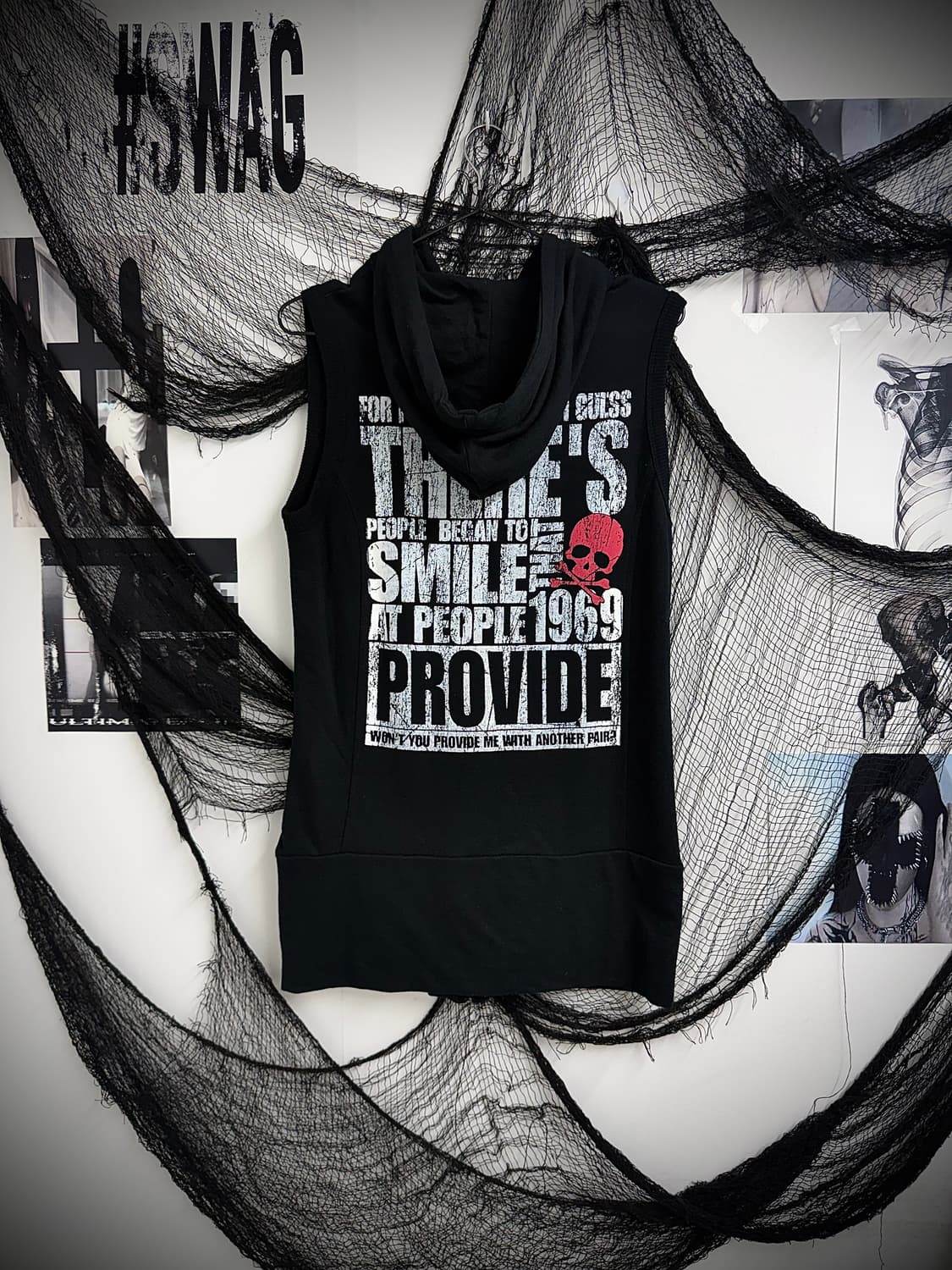 Punk skull detailed sleeveless onepiece 상품이미지3
