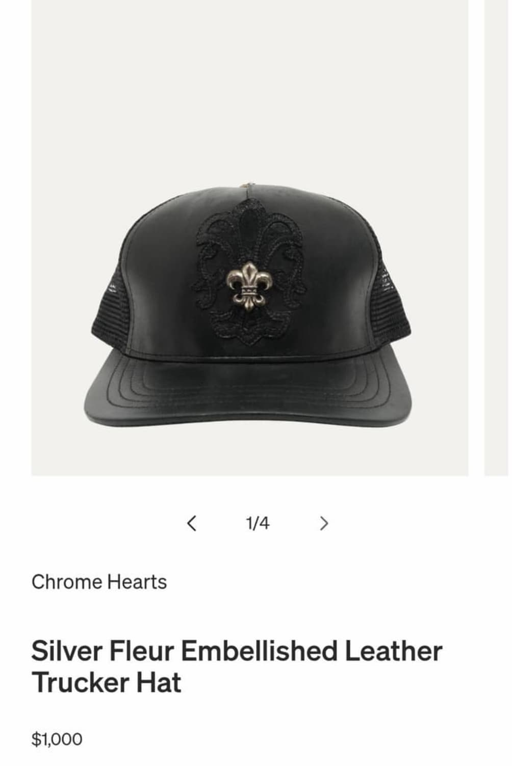 크롬하츠 Fleur de Lis Leather 볼캡 상품이미지1