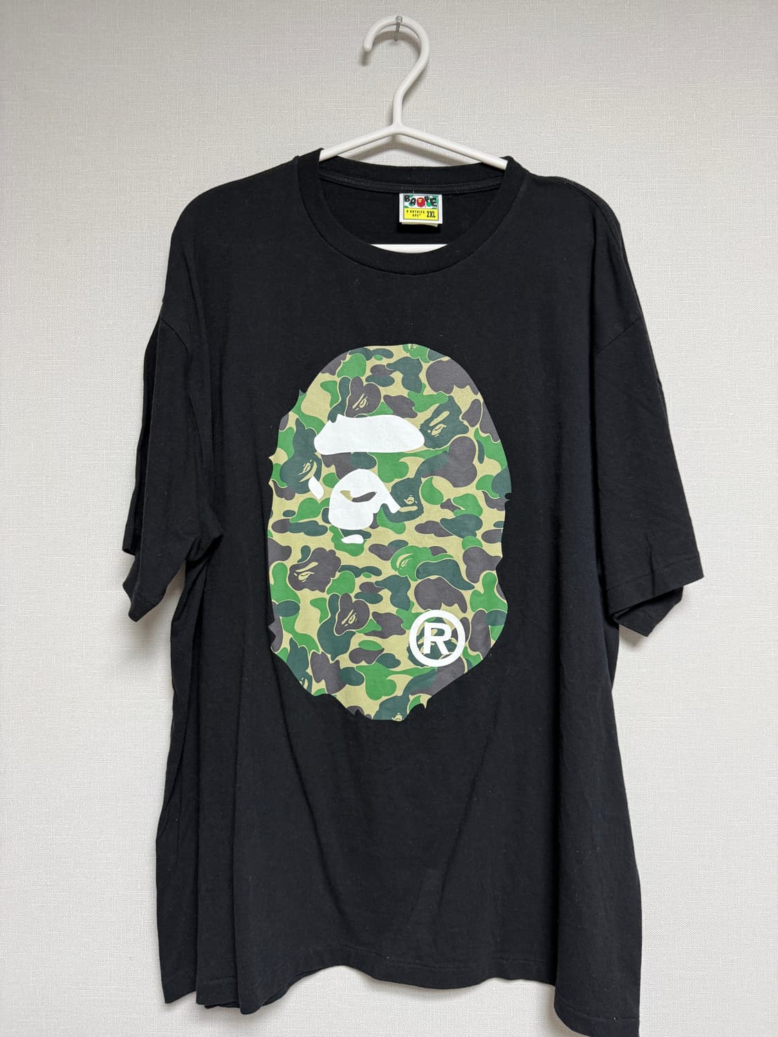 베이프 ABC 카모 빅 에이프 헤드 티셔츠 2XL 블랙 그린 상품이미지2
