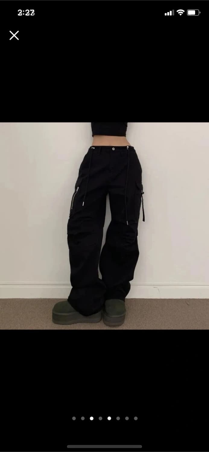 스토퍼 코튼 로우라이즈 카고팬츠 블랙 상품이미지3