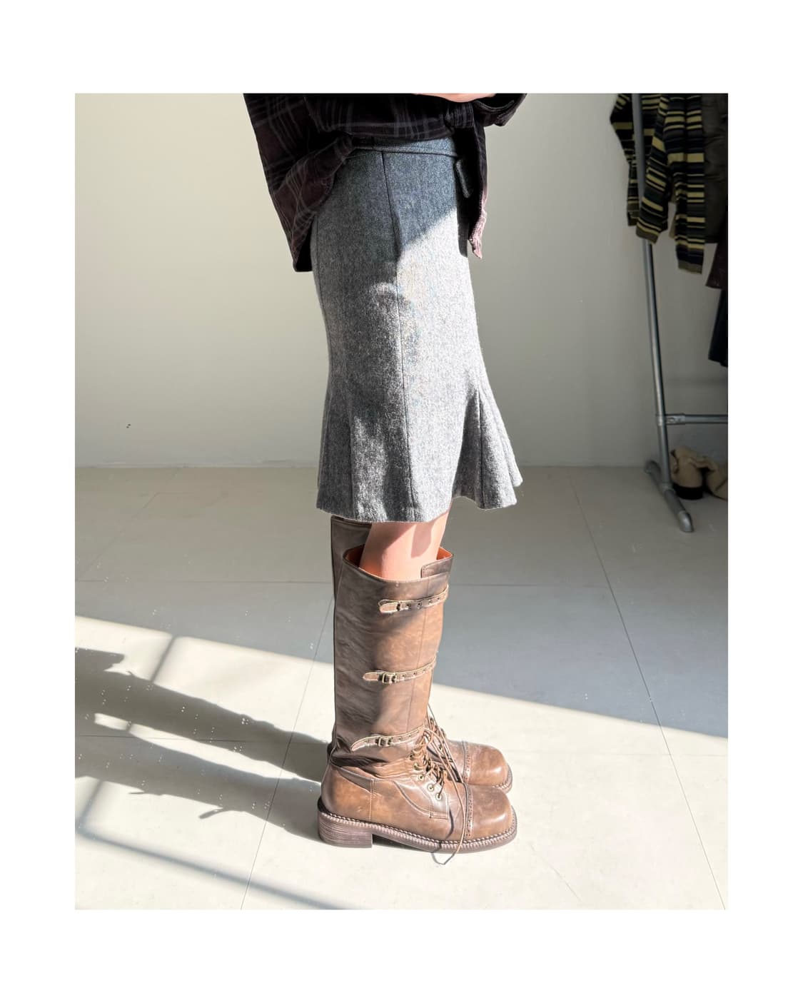 빈티지 벨티드 미디 스커트 상품이미지5