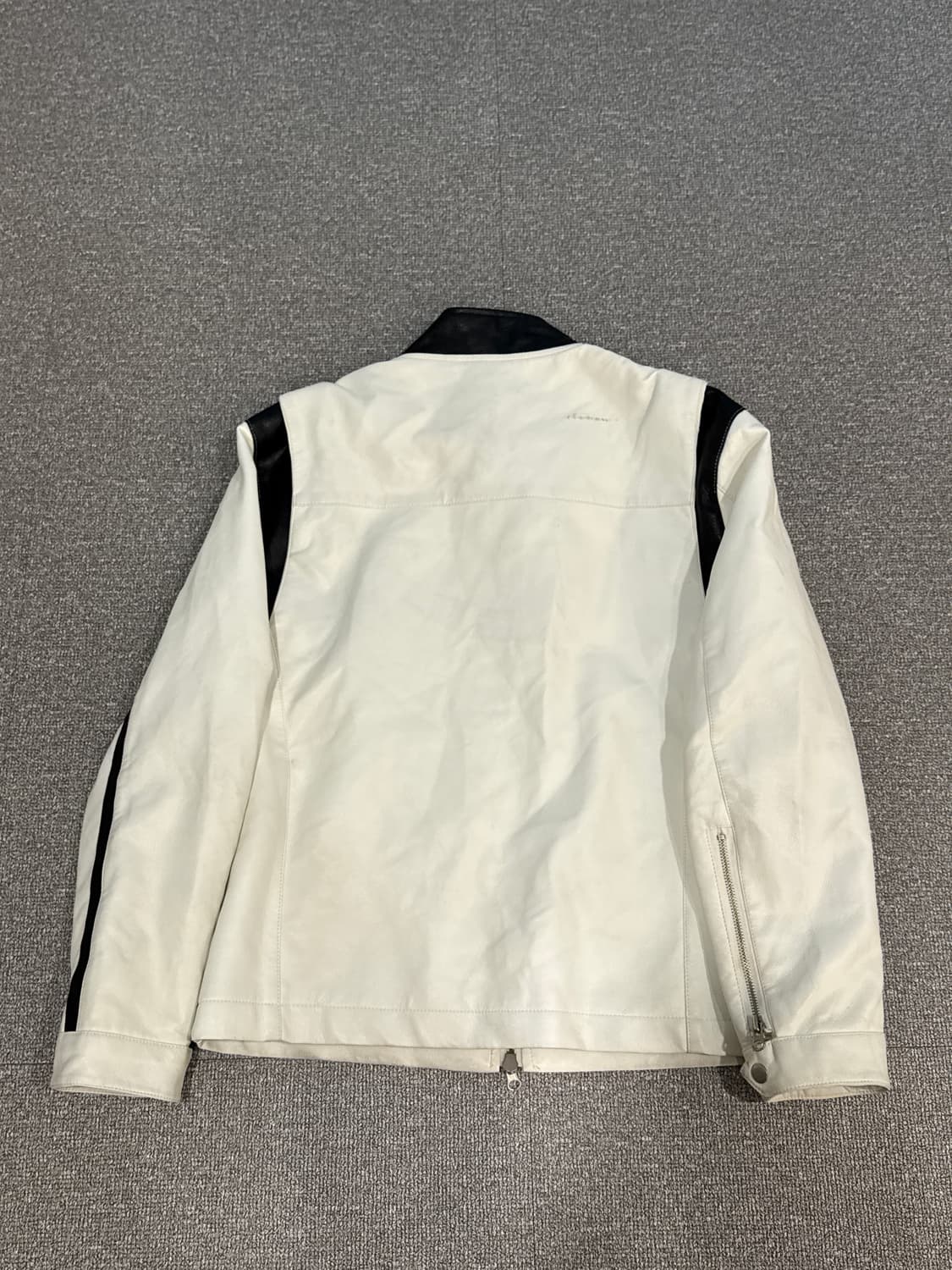 빈티지 화이트 레더 자켓 M  상품이미지3