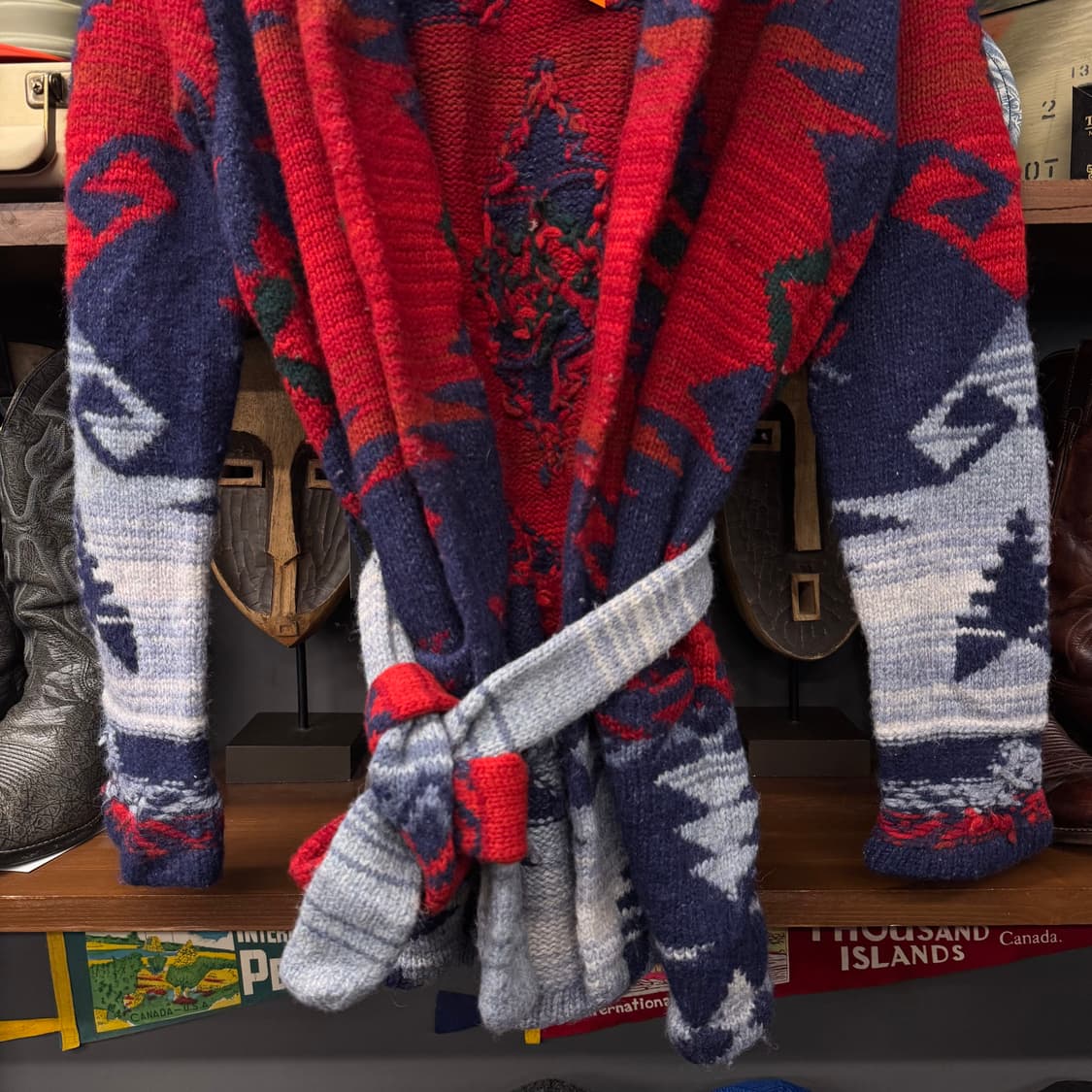 로렌 랄프로렌 by 폴로 나바호 패턴 벨티드 숄카라 니트 가디건 N45 상품이미지4