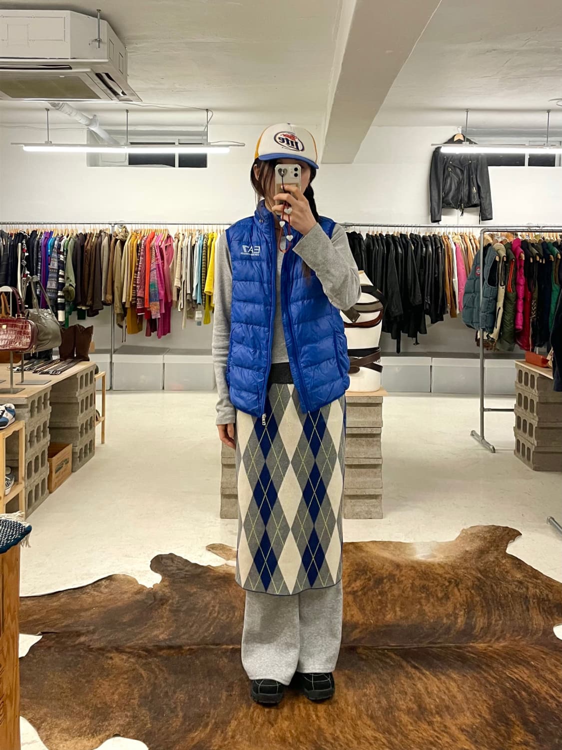 RAY BEAMS argyle knit skirt 레이 빔즈 아가일 치마 상품이미지6