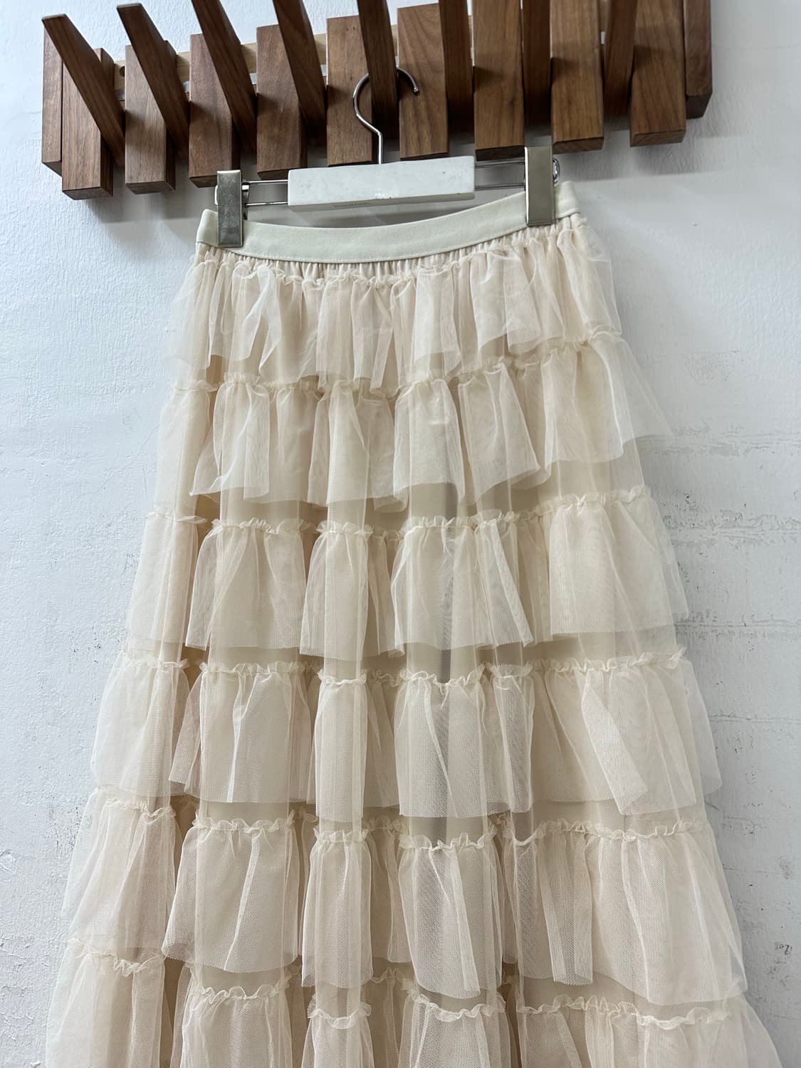 일본빈티지 캉캉 튤 티어드 밴딩 스커트 상품이미지5
