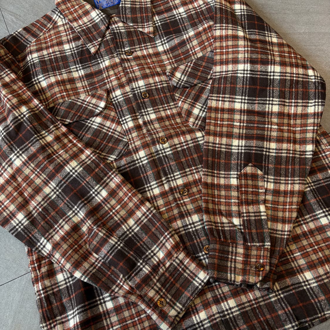 80s Pendleton 80년대 미국 생산 펜들턴 체크 울 셔츠 상품이미지7