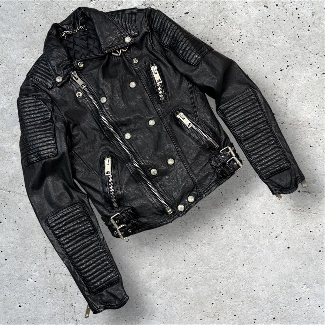 [55] 이태리 웨스턴 블랙 양가죽 레더 바이커 자켓 D270 상품이미지1