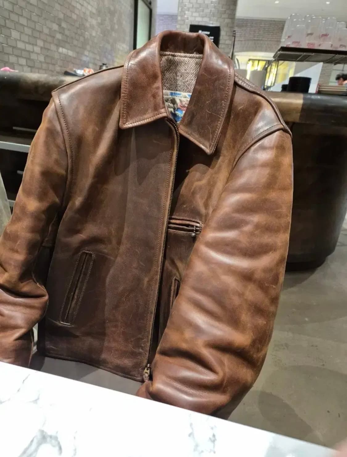 에어로레더 하프벨트 홀스하이드(말가죽) 자켓 38   상품이미지10