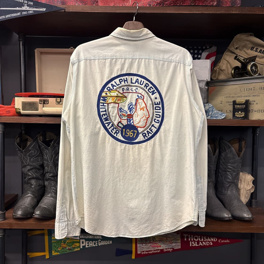 폴로 랄프로렌 네이티브 인디언 헤드 자수 샴브레이 워크셔츠 N1006 상품이미지1