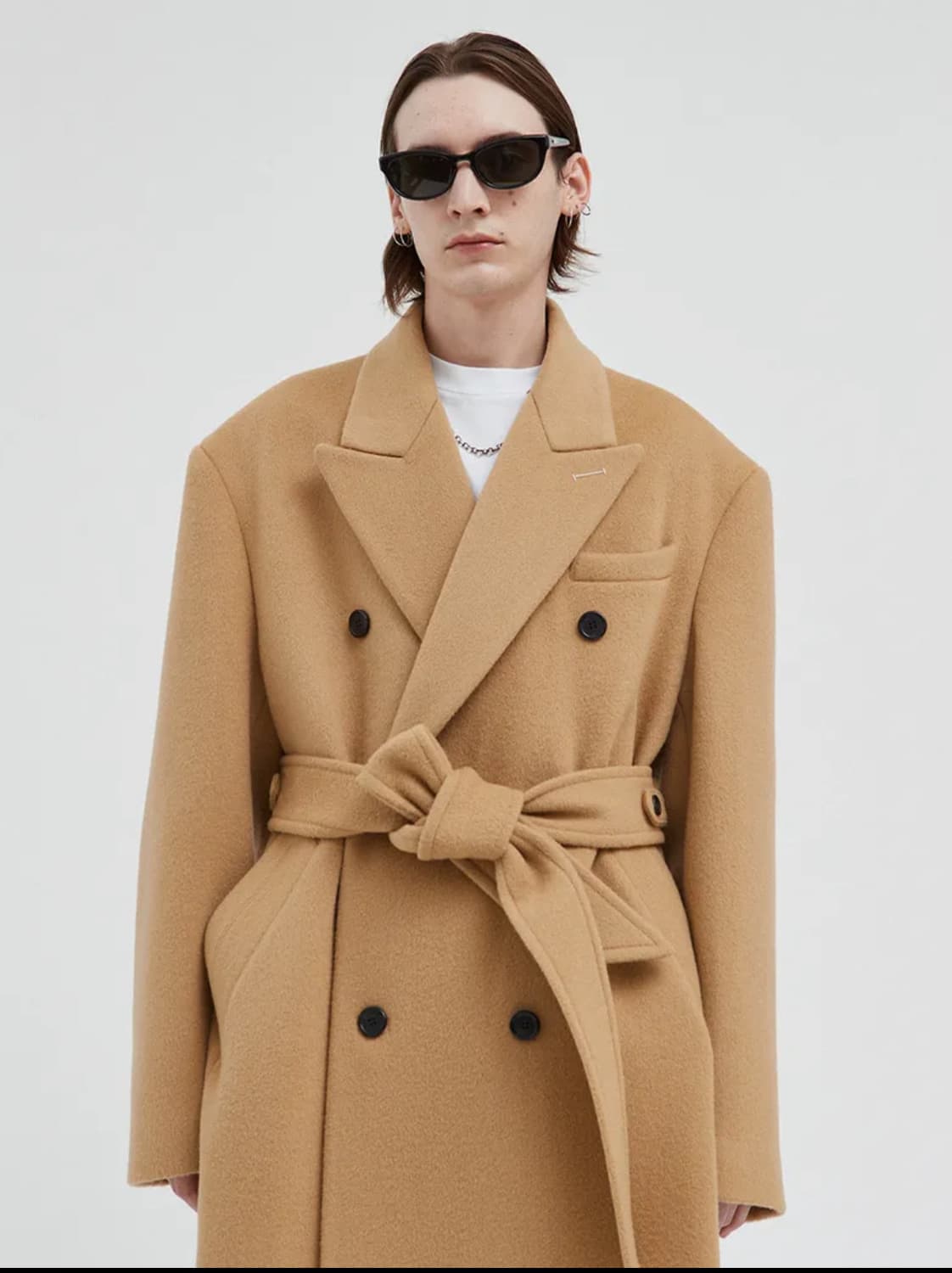 IEY 랩 더블 오버코트 베이지 상품이미지1