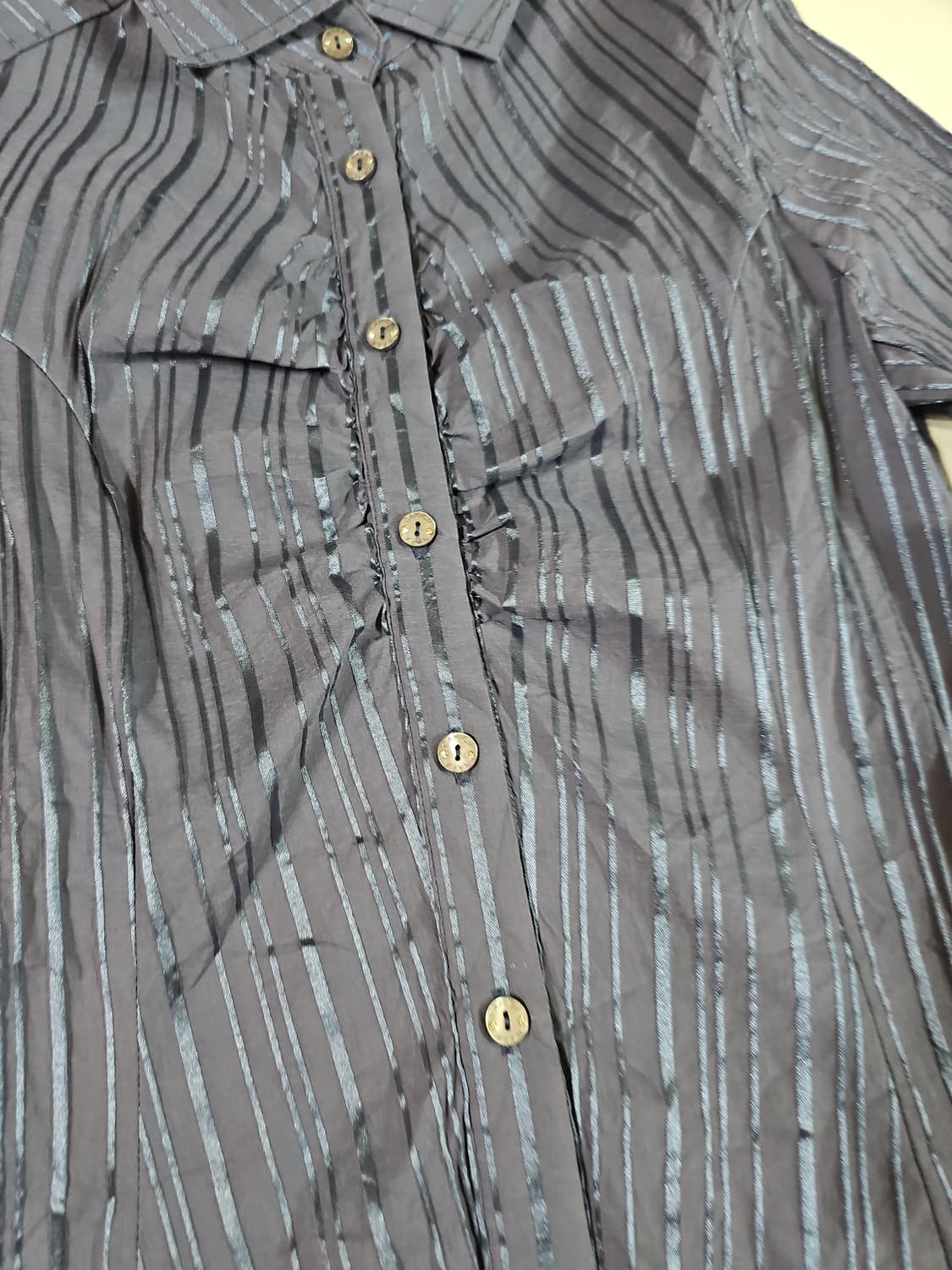 [1] naracamic 나라카미체 스트라이프 셔링 7부 셔츠 상품이미지3