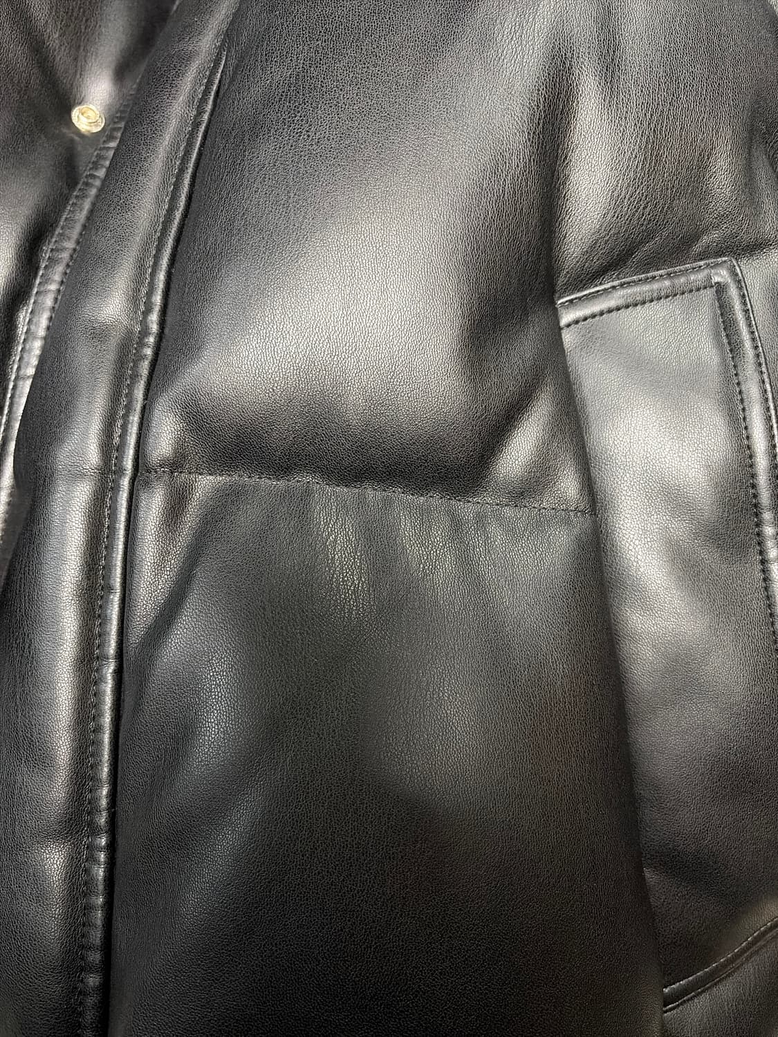 TNGT 블랙 레더 구스다운 패딩 점퍼 100사이즈 팝니다 상품이미지3