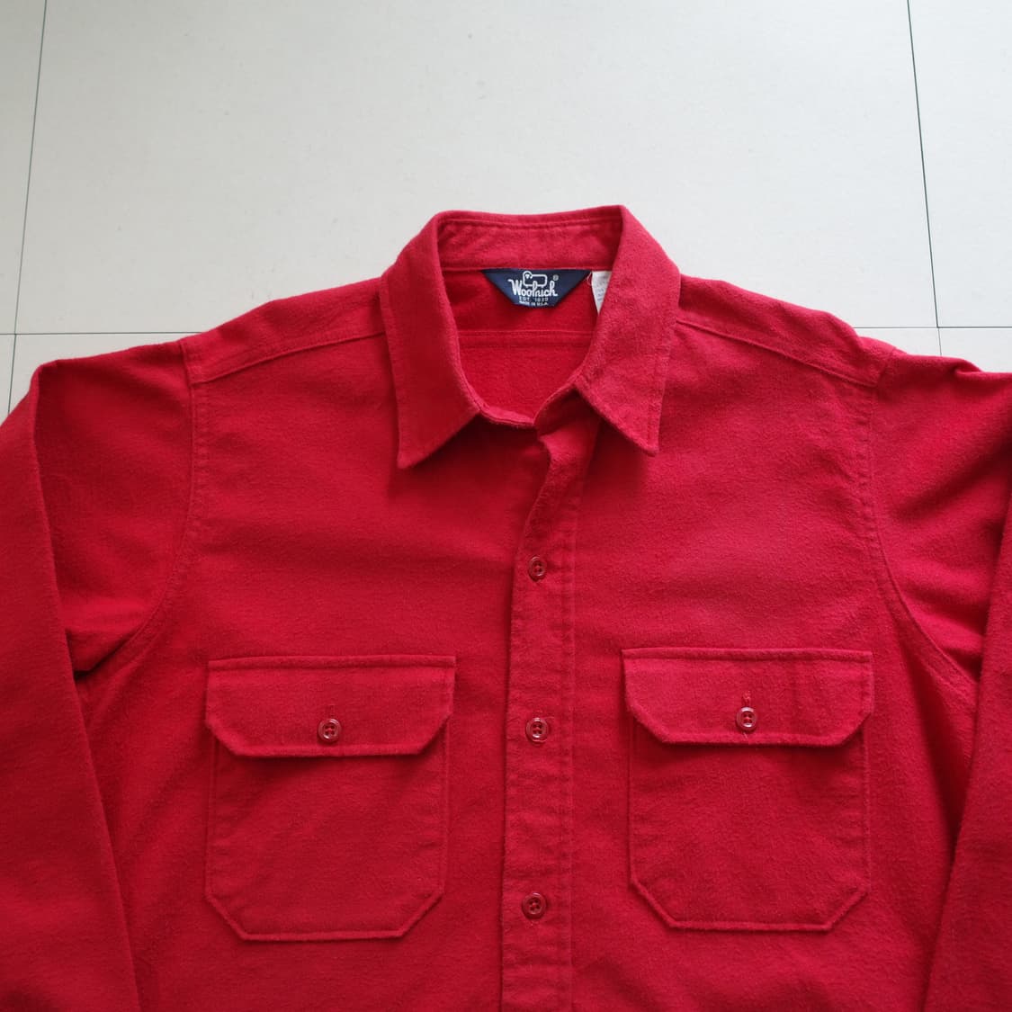 90s 울리치 USA MADE 레드 해비 코튼 플란넬 워크셔츠 L 상품이미지2