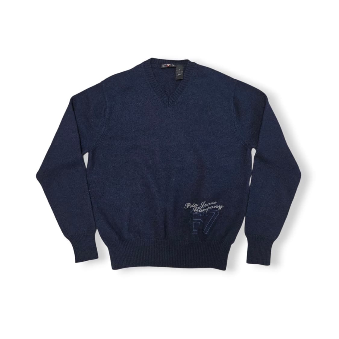 Polo Jeans 폴로 진스 여성 브이넥 울 네이비 니트  상품이미지1