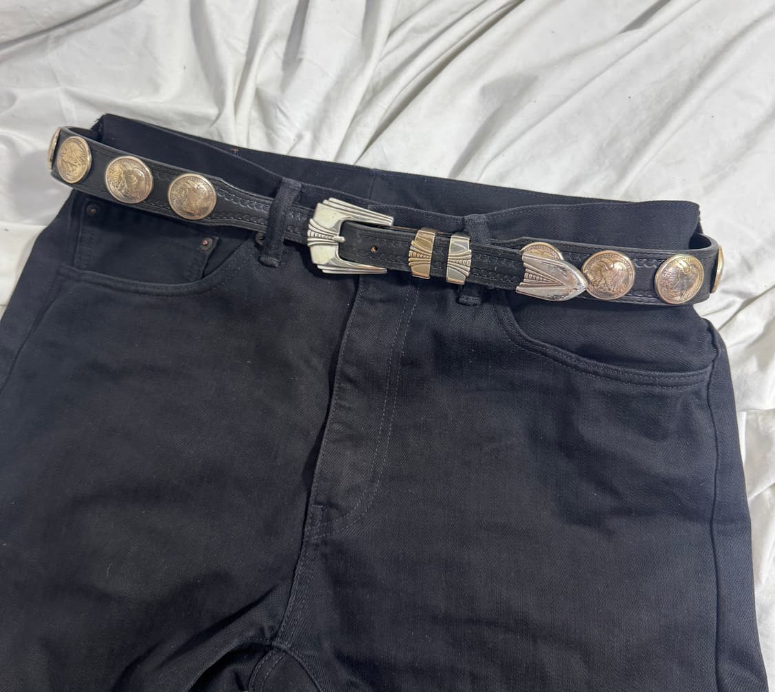 90s usa Justin 카우 하이드 하프 달러 웨스턴 벨트 상품이미지1