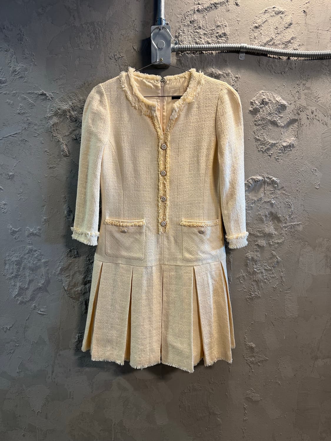 시슬리 SISLEY 트위드 프린지 원피스 아이보리 44 상품이미지1