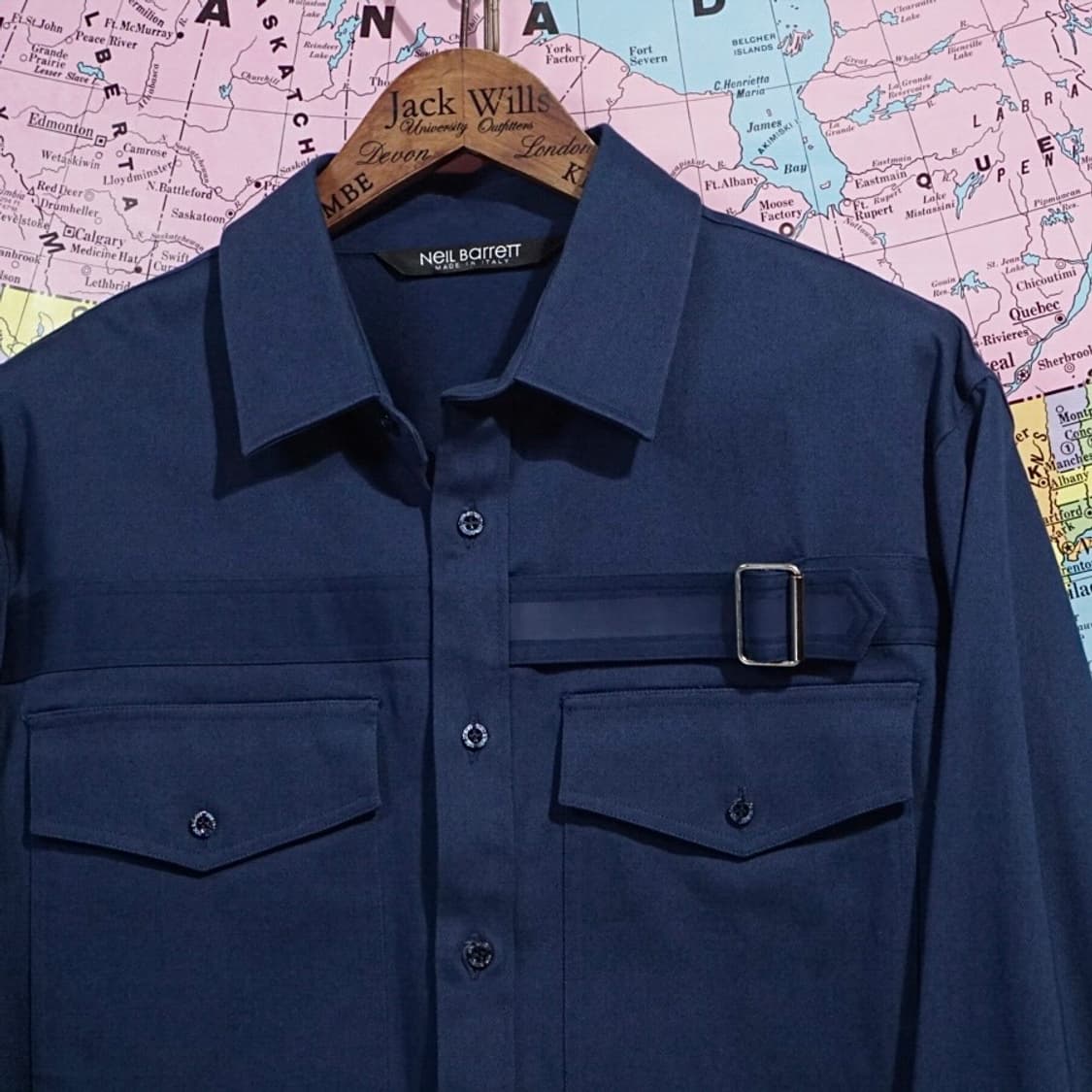 닐바렛 체스트 스트랩 블루종 셔츠 상품이미지2