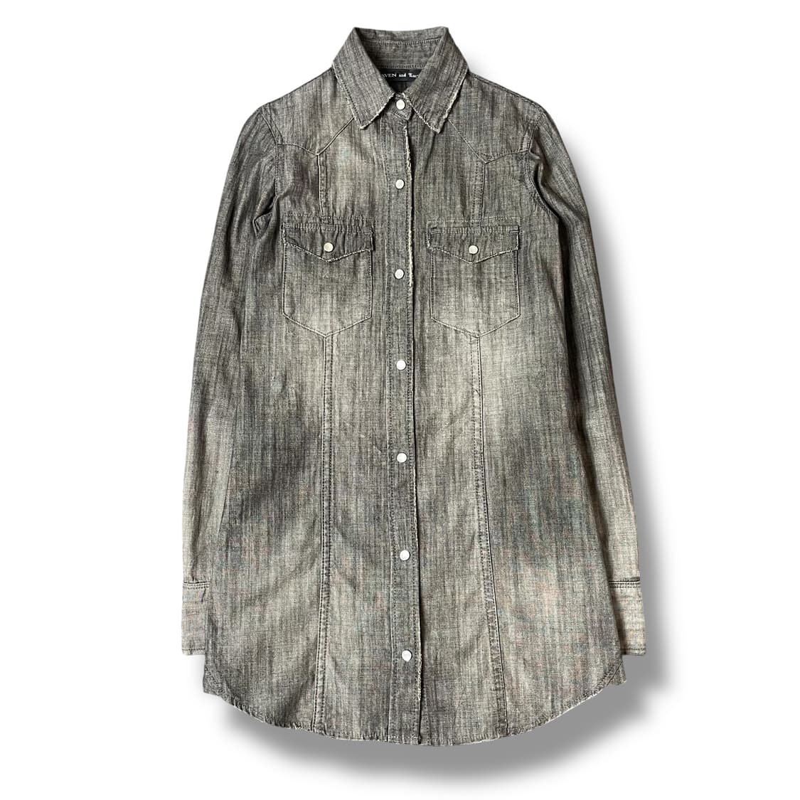 빈티지 흑청 웨스턴 워싱 그레이 셔츠 M 상품이미지1