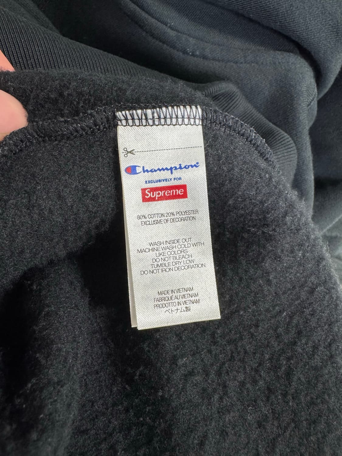슈프림 x 챔피온 집업 후드 스웨트셔츠 블랙 (2xl) 상품이미지5
