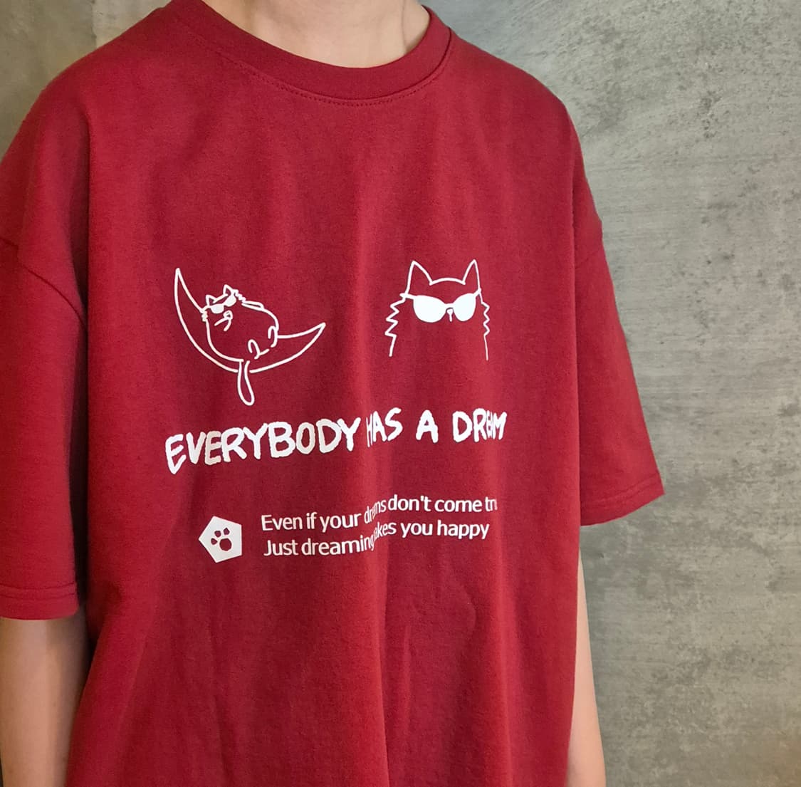 드림캣 그래픽 티셔츠 가넷레드 상품이미지4
