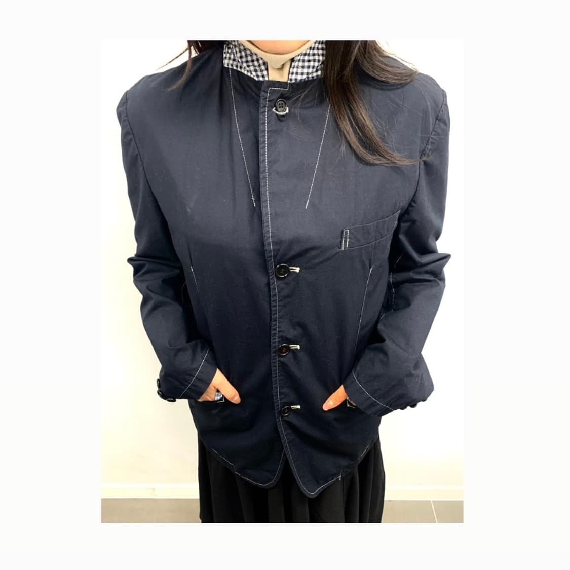 꼼데가르송 옴므 스티치 깅엄 자켓 s 상품이미지1