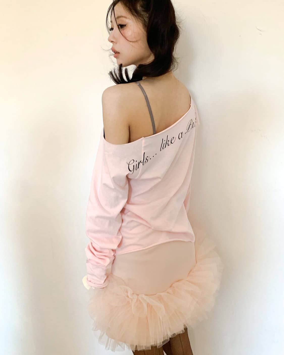 샵페어리 크로스 하트 컷오프 티셔츠 라이트핑크 상품이미지1