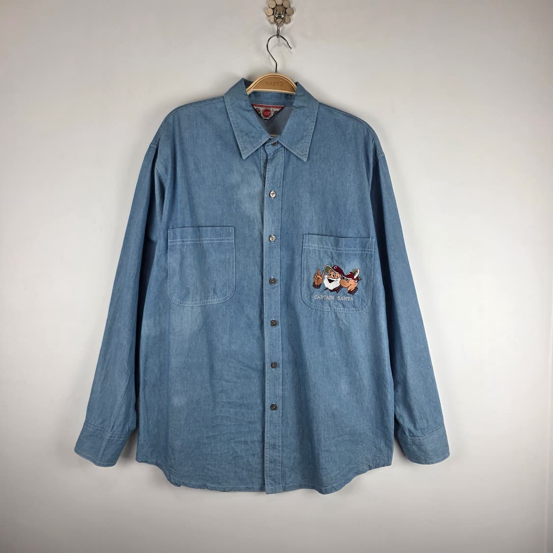 캡틴산타 샴브레이 자수 남방 상품이미지2