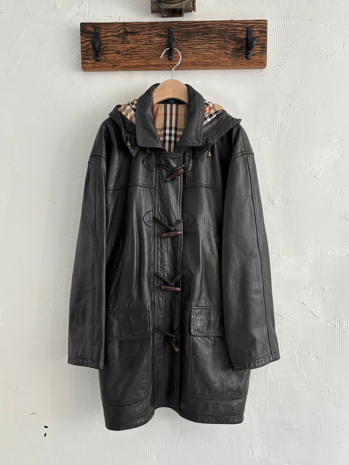 Burberrys 버버리 레더 후드 더플 코트 상품이미지2