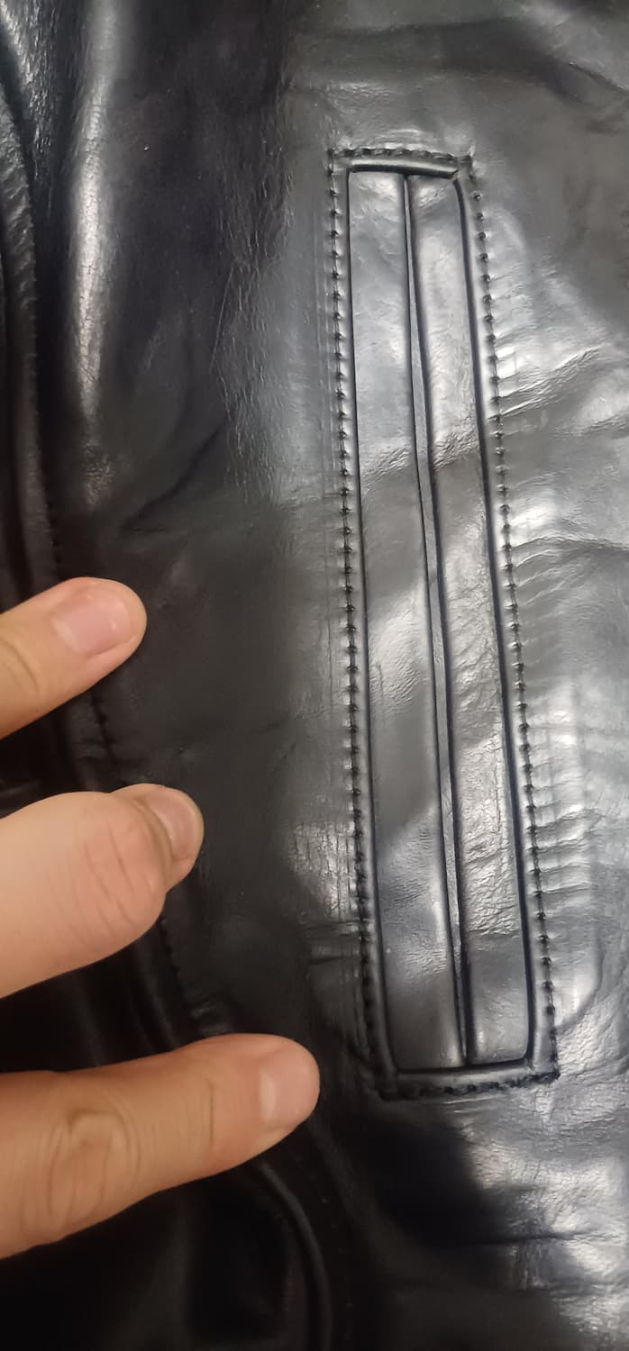 에어로레더 하프벨트 38 별주라벨 호스하이드 말가죽자켓 아메카지워크웨어 상품이미지3